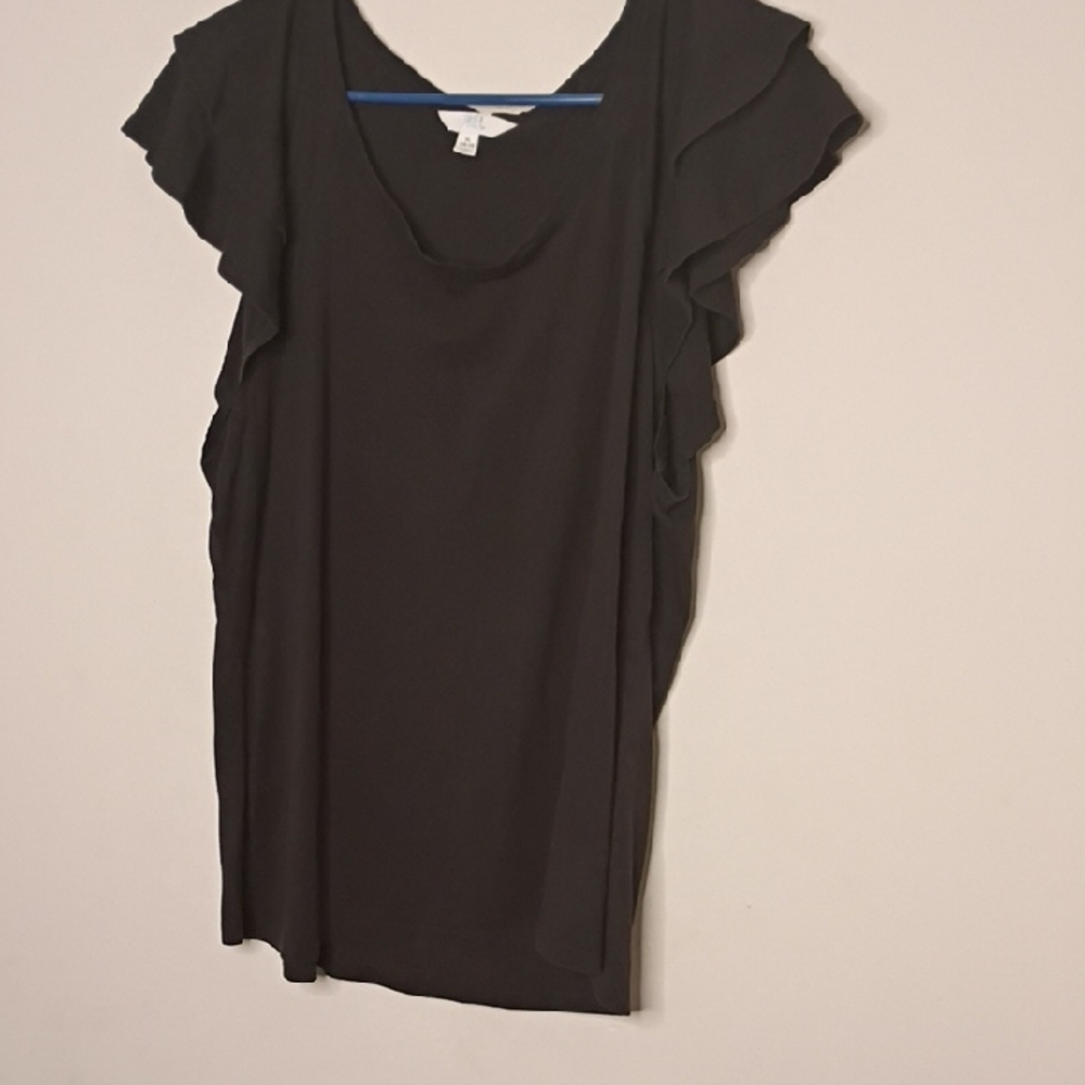 Time and Tru Black Flutter Sleeve Blouse